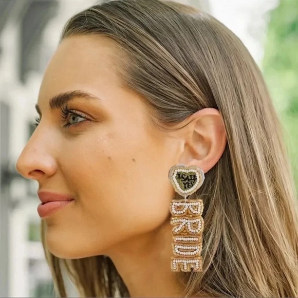 Bride I said Yes Elegant Drop Beaded Crystal Earrings - Picture 2 of 4